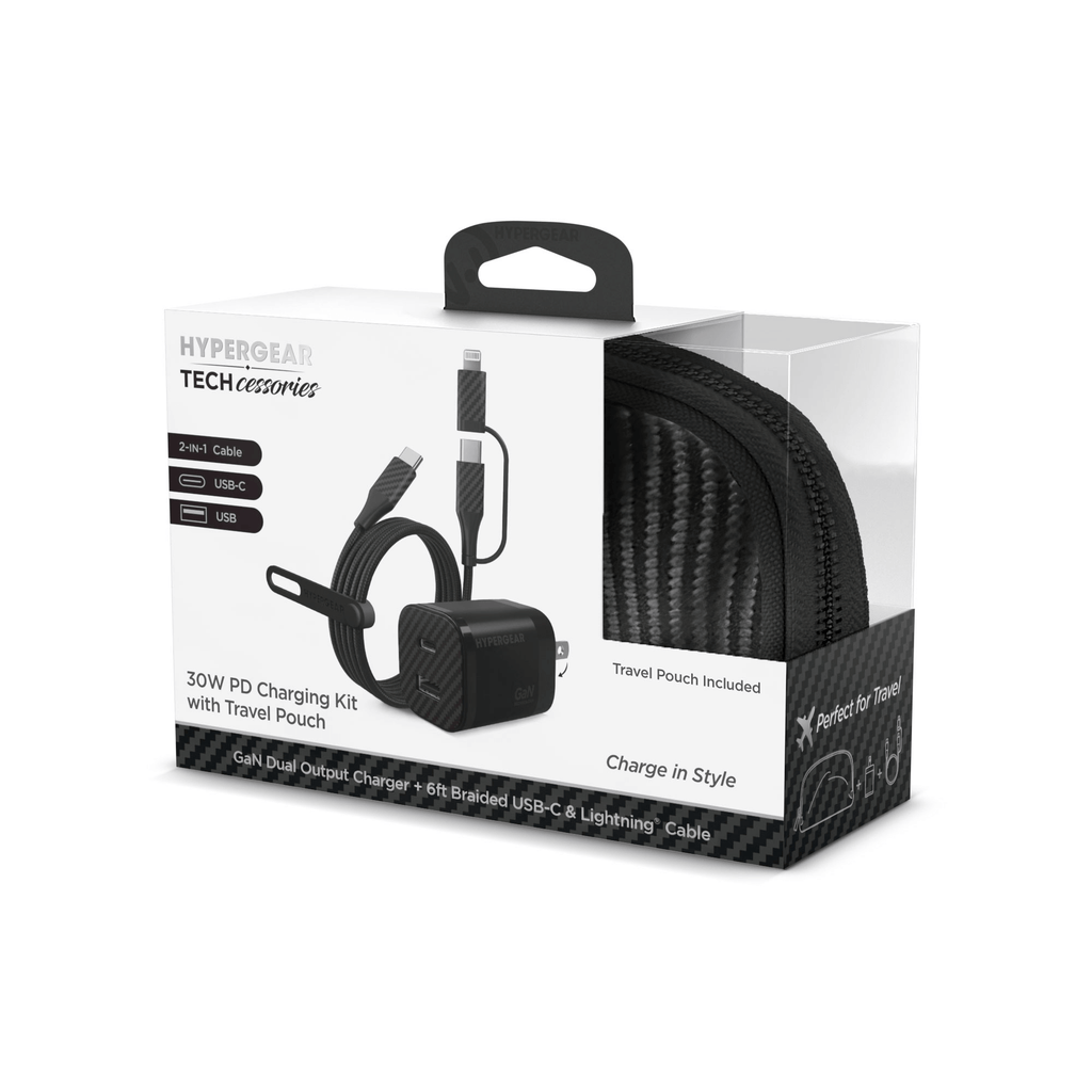 HyperGear TECHcessories 30W USB-C PD Charging Kit with Travel Pouch